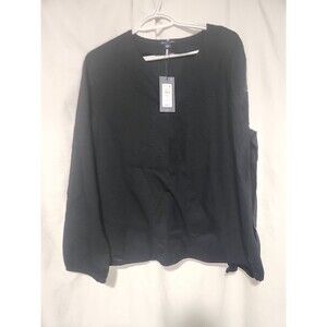 NWT TOMMY HILFIGER Black Long Sleeve Pull Over Blouse